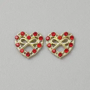 Heart with Bowknot Alloy Glass Cabochons