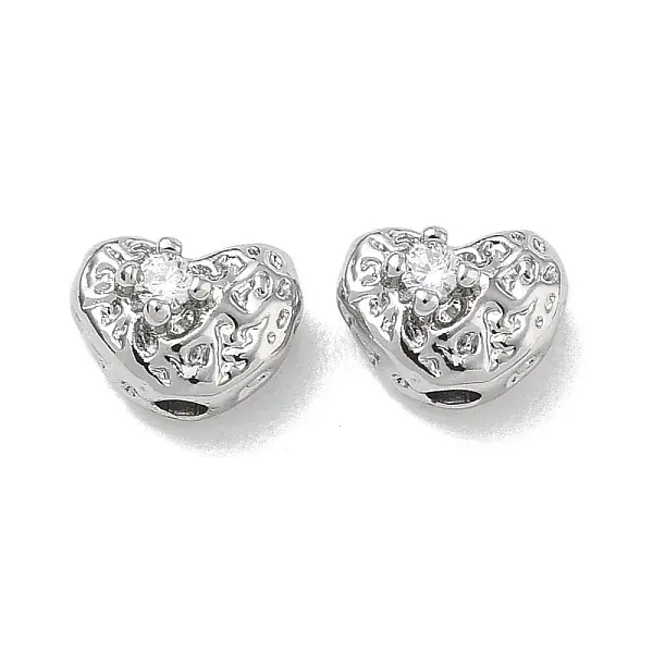Brass Micro Pave Clear Cubic Zirconia Beads