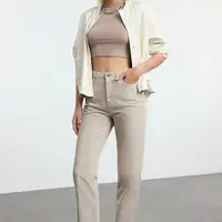 Trendyol Beige Straight Fit Woven Trousers