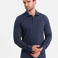 Ombre Men's REGULAR cotton single jersey knit shirt - navy blue