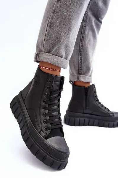 BIG STAR SHOES Ocieplane Kožené Boty Na Zip Big Star