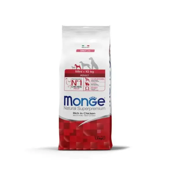 MONGE Natural Superpremium Mini Adult 7,5kg krmivo s kuracím pre dospelých psov malých plemien