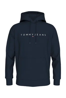 Tommy Jeans Men's Brand Logo Hooded Stylish Looking Dark Blue Sweatshirt