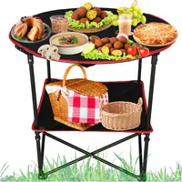 Skladací turistický, kempingový stôl 72×72×63 cm – čierny + taška na 4 poháre