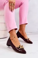 Boto Kožené Lakovaný lodičky z hadí kůže kaštanové Elissabeth