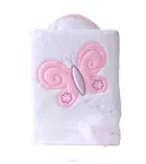 Obojstranná chlpáčková dečka s vyšívkou 75 x 90 cm, Motýlik, biela/ružová