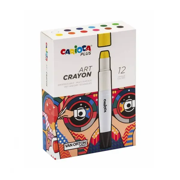 Rozmývateľné voskovky, Pevné balenie 12ks Carioca Plus -CARIOCA