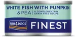 FISH4DOGS Konzerva pre psy Finest biela ryba s tekvicou a hráškom 85g