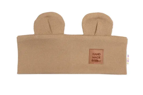 Čelenka Teddy s uškami pre deti Hand Made - hnědá, béžová, 4-8 rokov