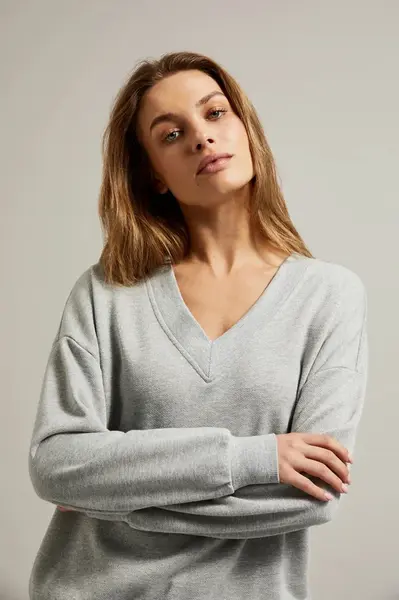 Marisse Women's Sweatshirt Z-Bl-4501 Grey Mel