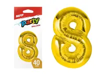 Balónek č. 8 nafukovací fóliový 40 cm - zlatý