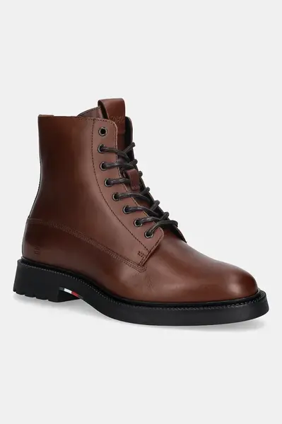 Kožené vysoké topánky Tommy Hilfiger HILFIGER COMFORT LWT LTH BOOT