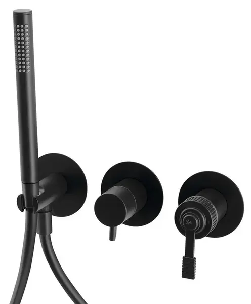 Sapho Versi - Baterie pod omítku s tělesem, pro 2 spotřebiče, s příslušenstvím, matná černá RV052/15