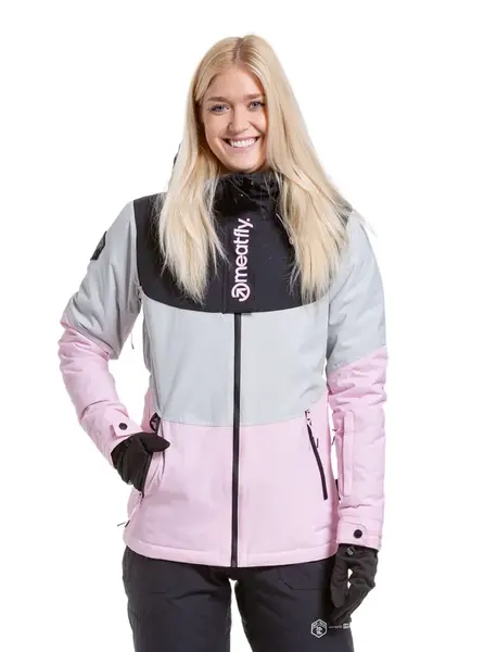 Meatfly dámská SNB & SKI bunda Kirsten Grey/Pastel Pink | Šedá | Velikost XL