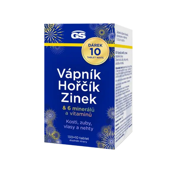 GS Vápník, hořčík, zinek, 130+10 tablet NAVÍC, dárkové balení 2025