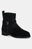 Semišové boty Tommy Hilfiger TH BUCKLE RIDING SUEDE BOOTIE