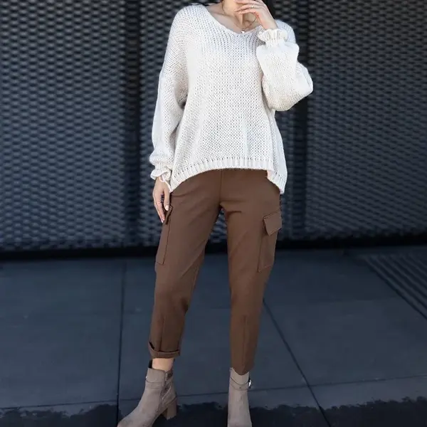 Gemre Nuala brown cargo pants with sewn-on pockets