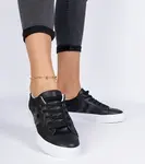 Gemre Black Animal Print Glitter-Embellished Sneakers Walorin