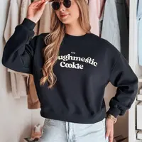 Bluza damska oversize z nadrukiem COOKIES granatowa Dstreet