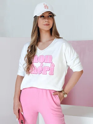Bluzka damska oversize z nadrukiem CHERINO biała Dstreet RY2828