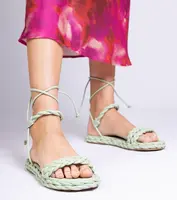 Gemre Green woven women's sandals Tarina