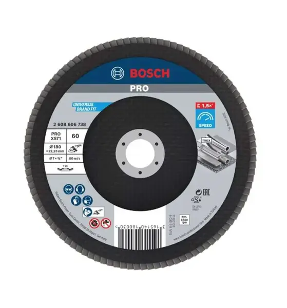Bosch Príslušenstvo - Lamelový brúsny kotúč na oceľ, P60, priemer 180 mm 2608606738