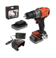BLACK+DECKER Náradie - 18V AKU vŕtačka s príklepom, 2x aku 2,0 Ah Li-Ion, nabíjačka BCD383D2XK-QW