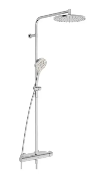 Hansa Viva - Sprchový set s termostatom, priemer 25 cm, 3 prúdy, brúsená oceľ 6515920180