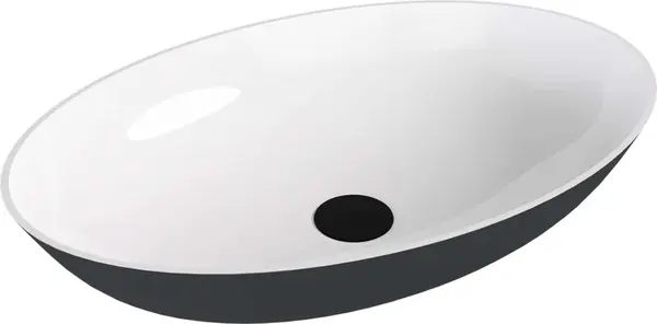Polysan Banera - Umývadlo na dosku 60x40 cm, bez prepadu, bez otvoru na batériu, matný antracit/biela 14397.52