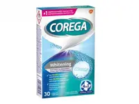 Corega Whitening čisticí tablety 4v1 na zubní náhrady pro bělejší úsměv, 30ks