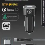 Set USB autonabíječky a USB-C kabelu Cellularline Tetra Force 18W, Qualcomm® Quick Charge 3.0, černý
