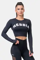 Nebbia Sporty HERO crop top s dlouhým rukávem 585 , černá, XS