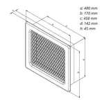 Mřížka krbová s rámečkem a síťovinou LKM, 170 x 490 mm, bílý lak 0717