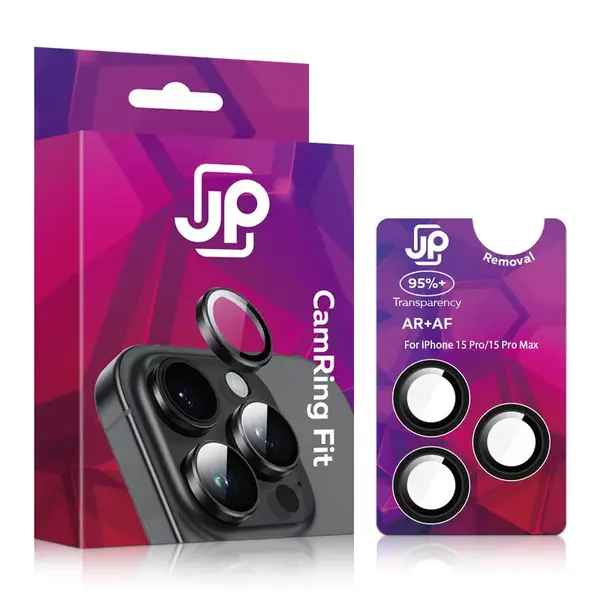 JP Camring Fit, sklíčko pro čočku fotoaparátu, iPhone 15 Pro / 15 Pro Max, černé