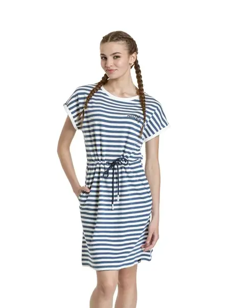 Meatfly dámské šaty Lottie Blue Stripes | Modrá | Velikost XS | 100% bavlna