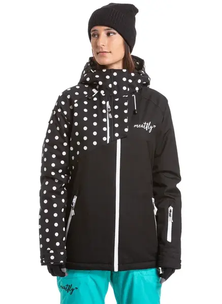 Meatfly snowboardová bunda Deborah G - Black White Dot | Černá | Velikost XXS