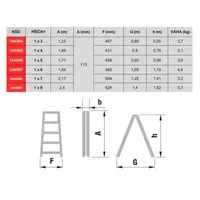 Schůdky Al, 7 příček, nosnost 120 kg, ALVE 2917
