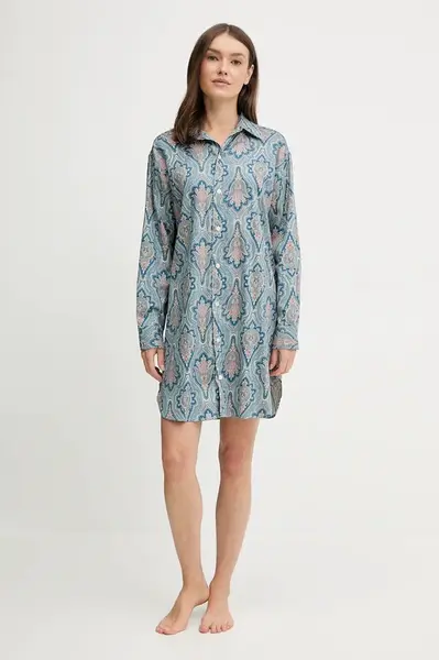 Noční košilka Lauren Ralph Lauren dámská, modrá barva, ILN32476