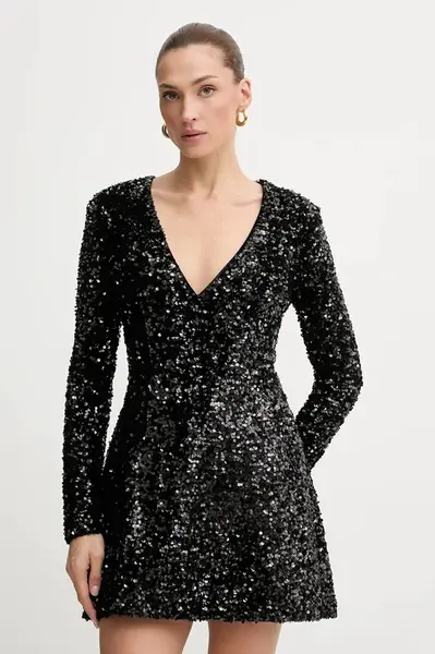 Šaty Bardot černá barva, mini, 60054DB