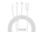 Datový kabel Baseus Superior Series Fast Charging Data Cable USB to M+L+C 3.5A 1.5m, bílá