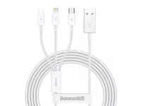Datový kabel Baseus Superior Series Fast Charging Data Cable USB to M+L+C 3.5A 1.5m, bílá