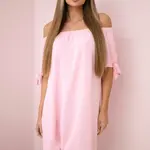 Kesi Włoski Šaty vázané na rukávech světlý denim