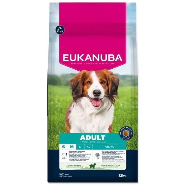 Krmivo EUKANUBA Adult Small and Medium bohaté na jehněčí 12 kg