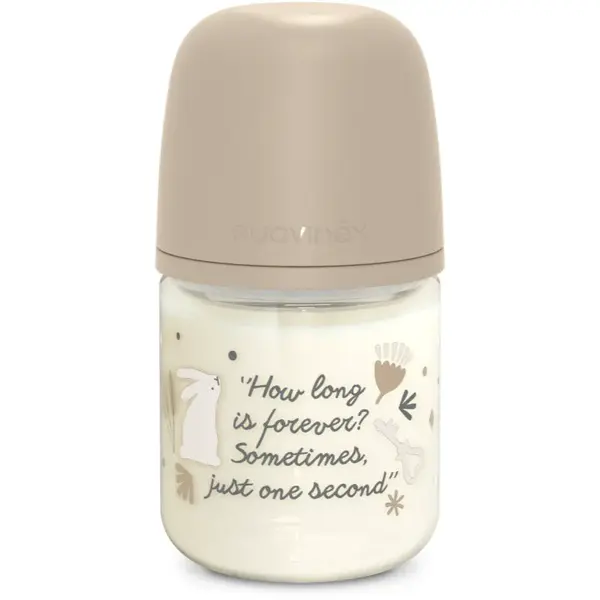 Suavinex Wonderland SX Pro Physiological Anti-Colic Glass skleněná kojenecká láhev S Slow Flow 0 m+ Cream 120 ml