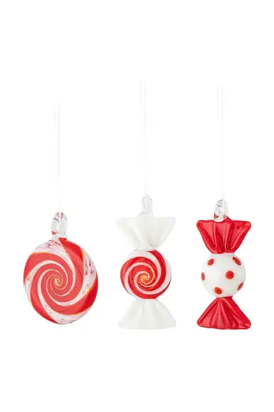 Závěsná vánoční dekorace Bloomingville Festive Ornament 4 x 6 x 2,5 cm 3-pack červená barva