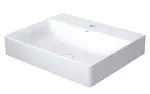 Duravit DuraSquare - Umývadlo, 60x47 cm, bez prepadu, s otvorom na batériu, DuraCeram, WonderGliss, biela 23536000711