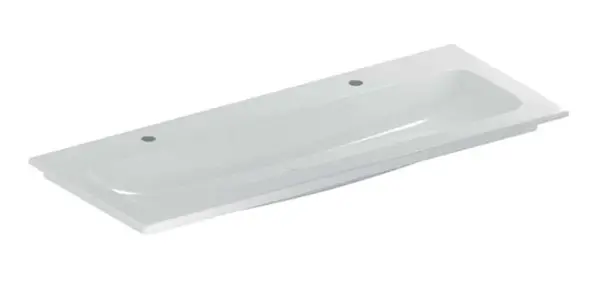 Geberit iCon - Dvojumývadlo nábytkové, 120x48x13 cm, bez prepadu, 2 otvory na batériu, KeraTect, biela 501.846.00.2