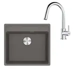 Franke Sety - Kuchynský set G254ŠK, fragranitový drez MRG 610-52 RTL a batéria FS 3229.031, sivý kameň/chróm 114.0700.705