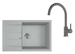 Franke Sety - Kuchynský set T124Š, tectonitový drez S2D 611-78 XL a batéria FC 6018.084, sivá/sivý kameň 143.0687.403