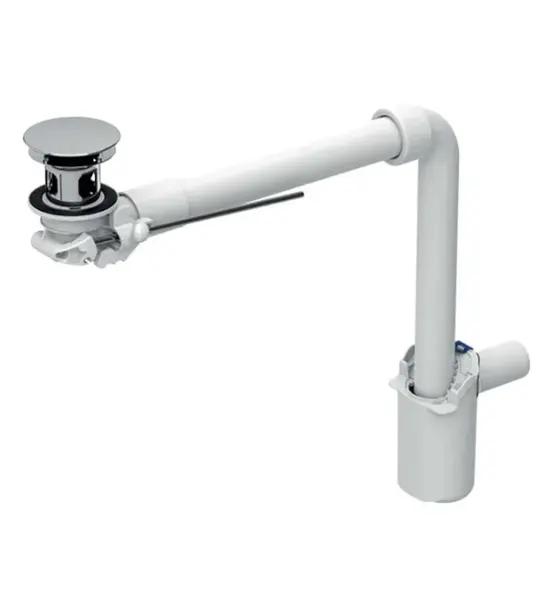 Geberit Příslušenství - Úsporný sifon pro umyvadla s přepadem, výpusť s táhlem, chrom 152.074.21.1